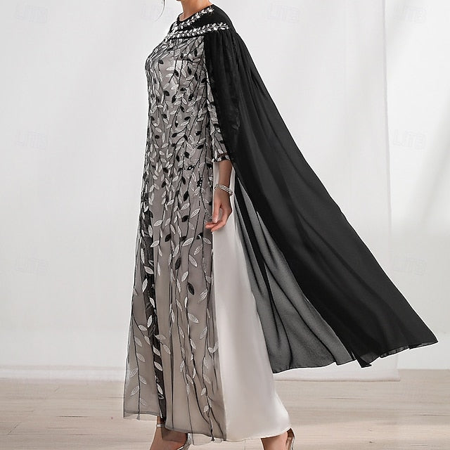 Bride Mother Neck Crew A-Line of Cape Elegant the Dress