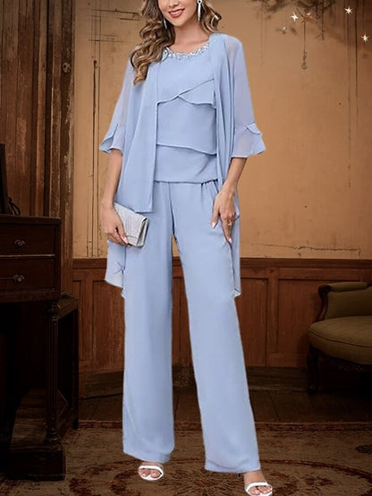 Mother Bride of Elegant 3 Dress the Piece Simple Pantsuit