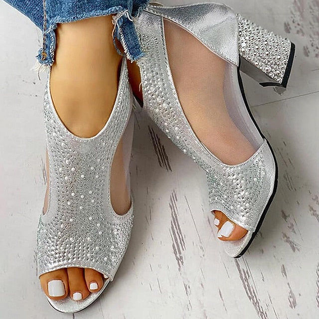 with Heeled Gold Peep Toe Sandals Elegant Women's Glitter