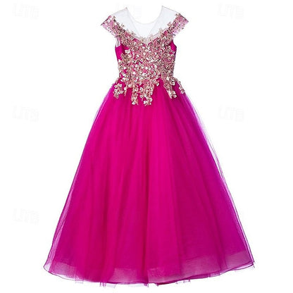 Short Color Girls' Dress Kids Solid Sleeve Party