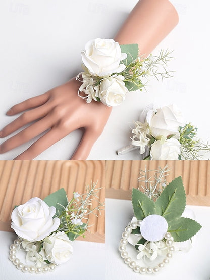 Corsage Wrist and – Boutonniere Elegant Set Rose White