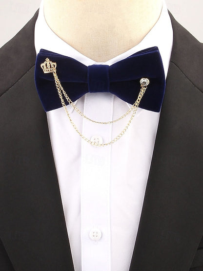 Detail Bow Crown Chain and with – Tie Men's Velvet
