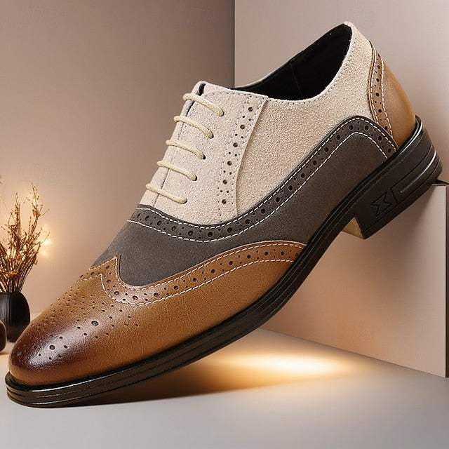 Oxford Classic Men's Brogue Gray Brown and Shoes