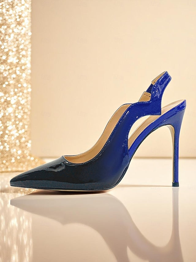 Leather Slingback Black Women's and Patent Red Heels