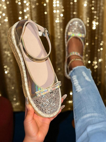 Holographic Jane Glitter Women's Mary Platform Shoes