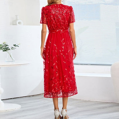 Sequin Dress Bride of A-Line Neck V the Elegant Mother