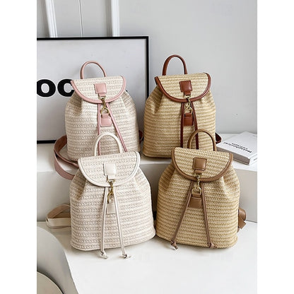 Straw Rattan Women with Bag Woven – Boho for Backpack Travel