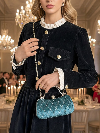 - Women's with Accents Quilted Velvet Diamond Purse Evening