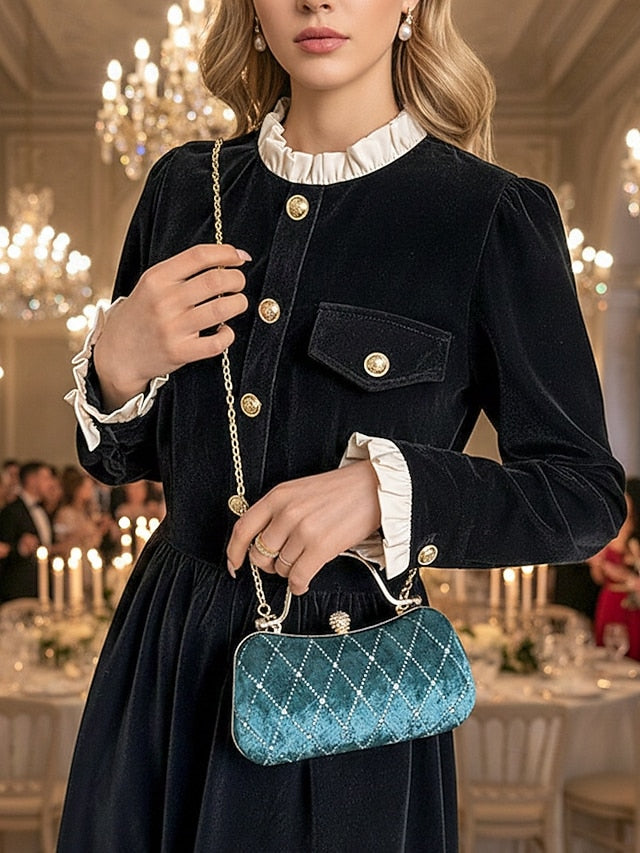 Velvet Accents Women's Purse Evening with Quilted - Diamond