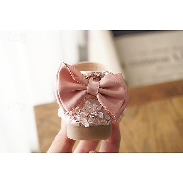 Shoes with Crystal Girl and Flower Bow Sparkly Satin Girls'