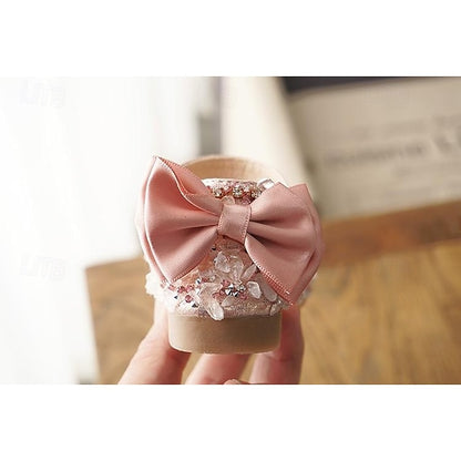 Shoes with Crystal Girl and Flower Bow Sparkly Satin Girls'