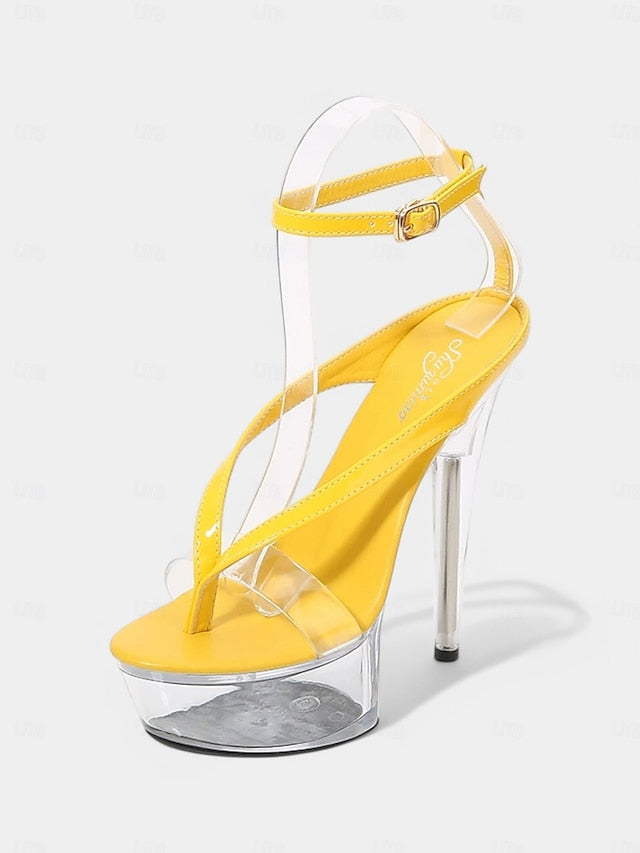 Sexy – Platform Nightclub Sandals Lavender Heel Clear