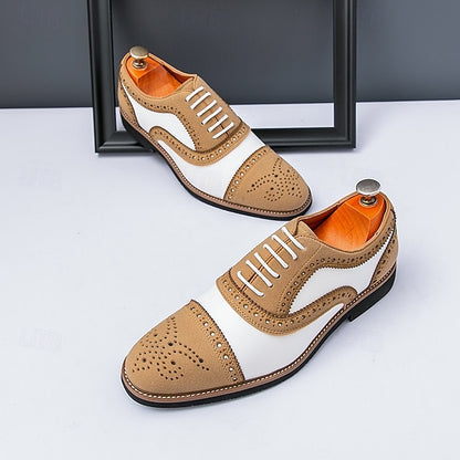 White Brown Classic Brogue with and Shoes Oxford Men's