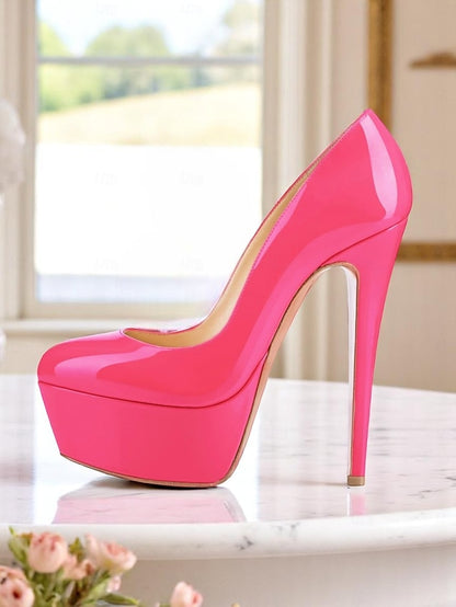 Pointed-Toe Patent with Heels Black and Platform Women's