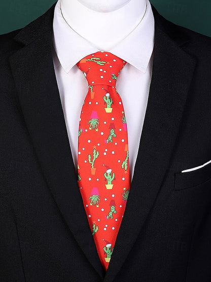 Tie Fun Christmas Men's and Polyester Silk Tree Santa –