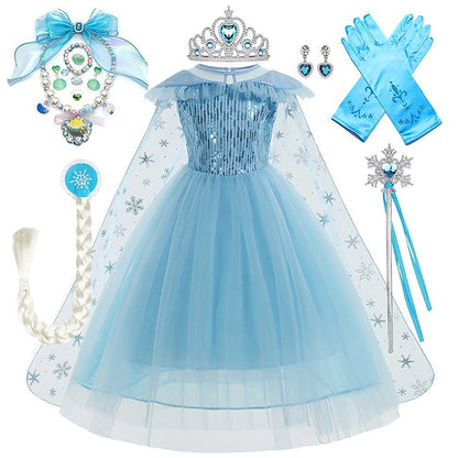Flower Dress Girl Frozen Princess Party Fairytale Elsa Theme