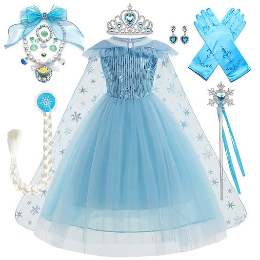Flower Dress Girl Frozen Princess Party Fairytale Elsa Theme