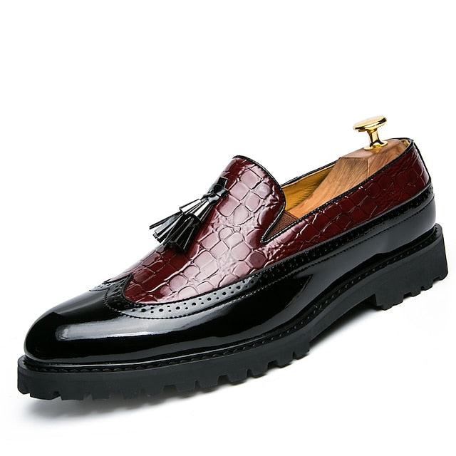 Pattern Stylish - and Men's Black Red Crocodile Loafers