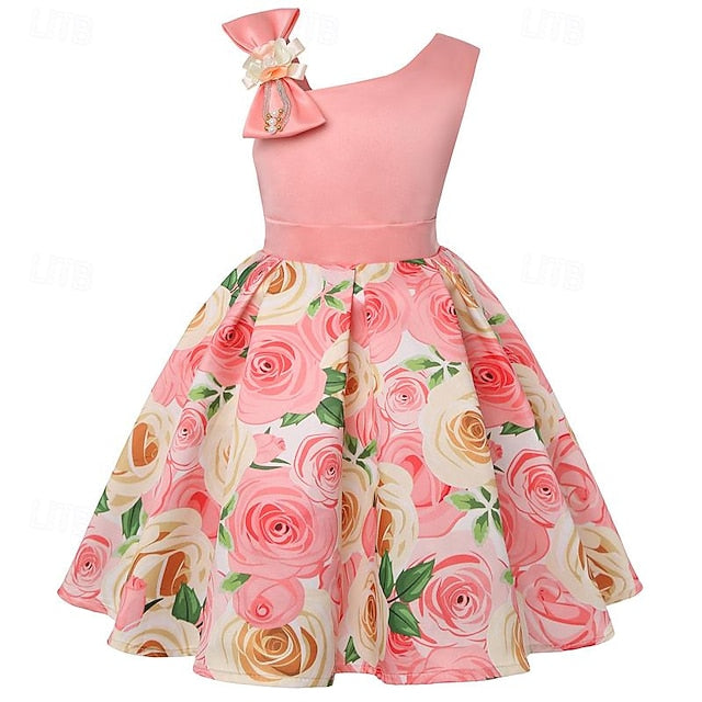 Dress 3D Girls' Sleeveless Easter Summer Party Flower