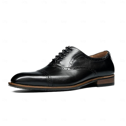 with Leather Men's Light Genuine Brown Oxford Shoes Wingtip