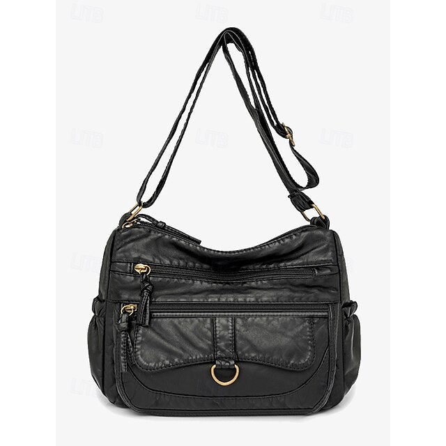 Crossbody Brown Vintage Women's Faux Bag with Leather