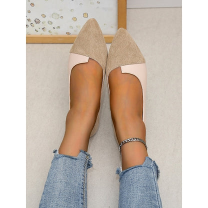 Toe Two-Tone Slip-On Women's Pointed Elegant Flats –