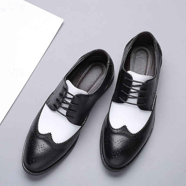 Men's Oxford with Black and Shoes Brogue White