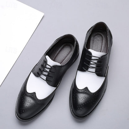 Men's Oxford with Black and Shoes Brogue White
