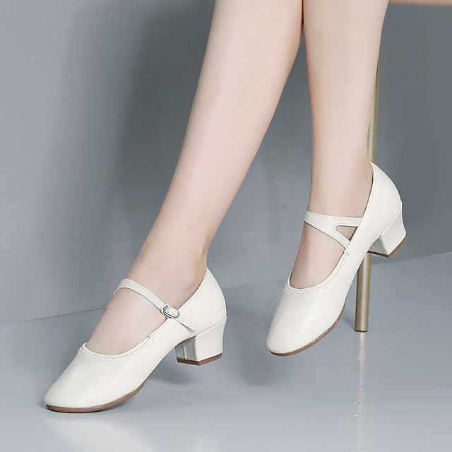 Mary Shoes Gold Women's Jane Low Dance with Heel Buckle