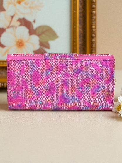 Gold Slingback and Heels Matching Rhinestone Women's Clutch