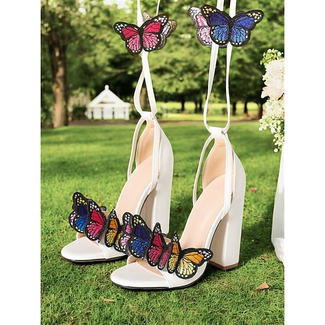 – Butterfly Heel for Women High Sandals Embellished Black