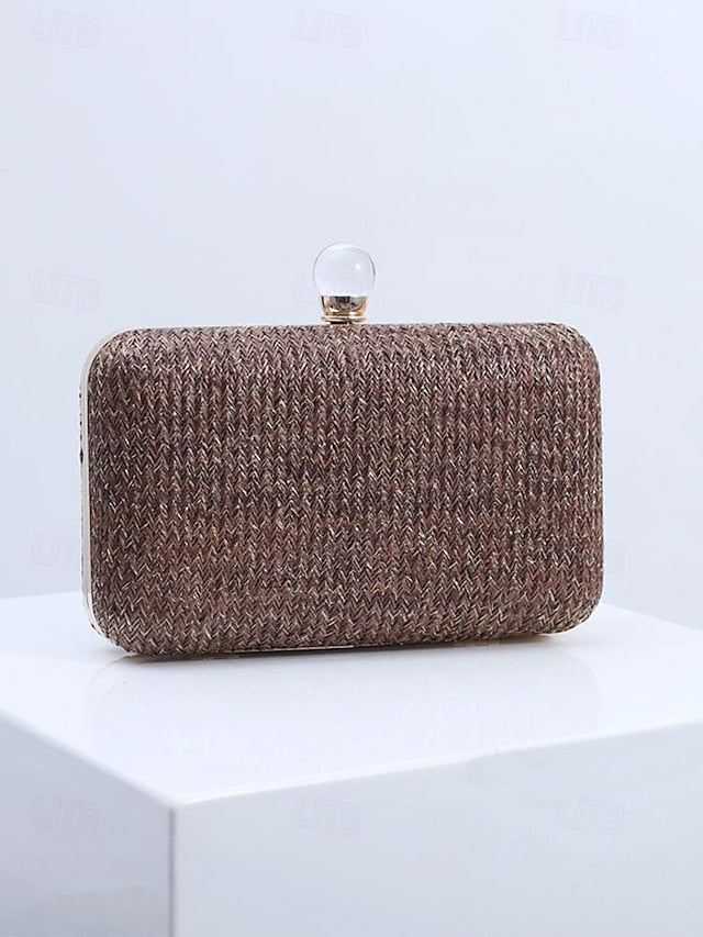 Purse - with Elegant Stylish Straw Clasp Pearl Clutch