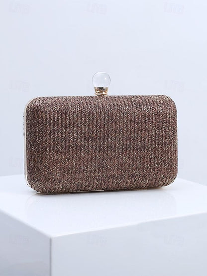 Purse - with Elegant Stylish Straw Clasp Pearl Clutch