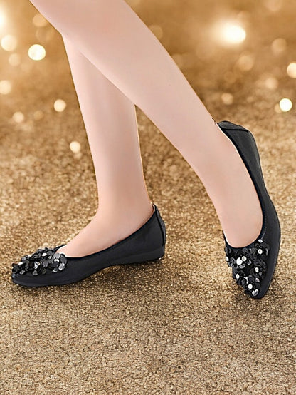 Floral Flats Embellished Foldable Comfortable Women's –