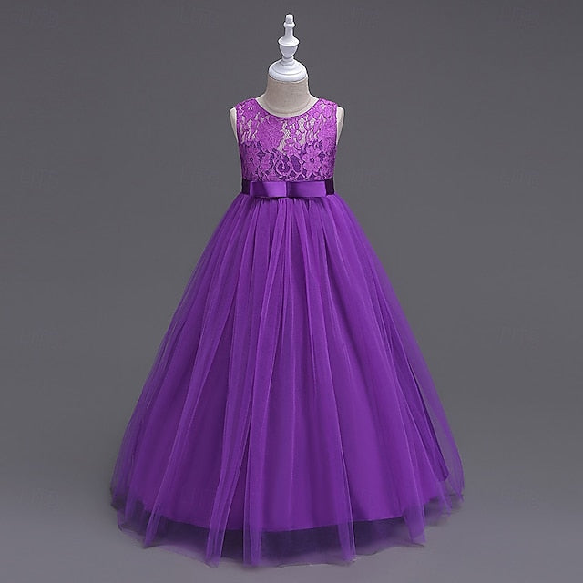 Solid Party Kids Color Cosplay Girls' Dress