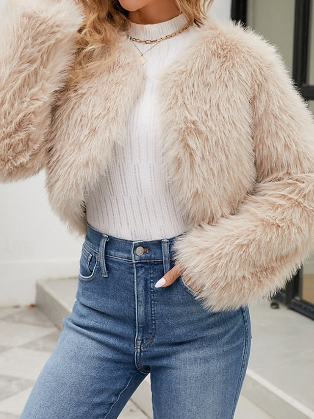 Winter Comfortable Faux Fur Furs Warm Women's Coat