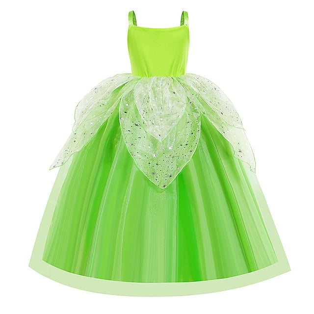 Princess Tinker Girl Dress Theme Flower Fairytale Bell Tiana