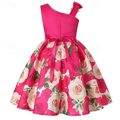 Dress 3D Girls' Sleeveless Easter Summer Party Flower