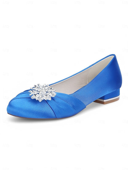Flats Crystal Satin Elegant Women's White Wedding –