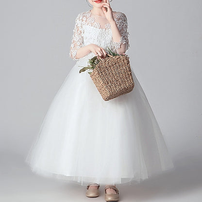 Girls' Girl Kids Dress Color Solid Flower Party