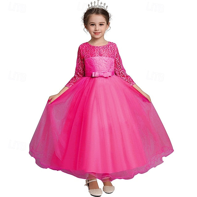 Kids Flower Girl Sleeve Dress Girls' Wedding Half
