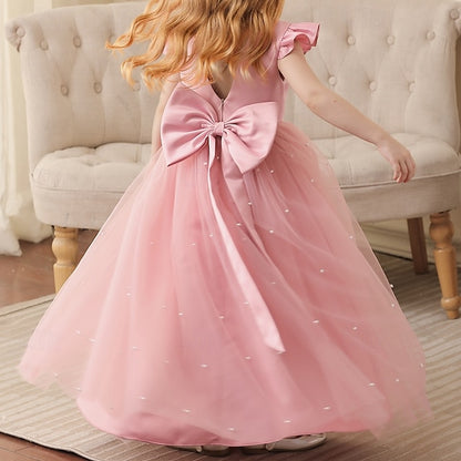 Girl Color Party Flower Kids Solid Girls' Dress
