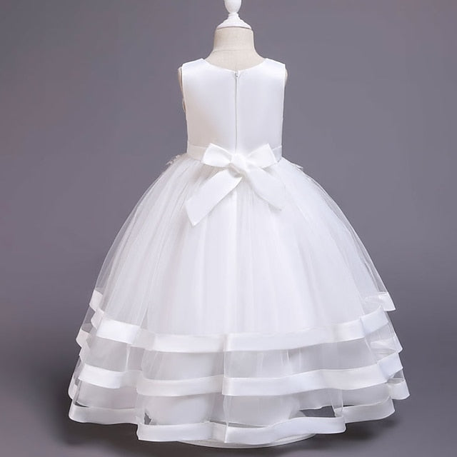 Wedding Solid Sleeveless Kids Colored Party Dress Girls'