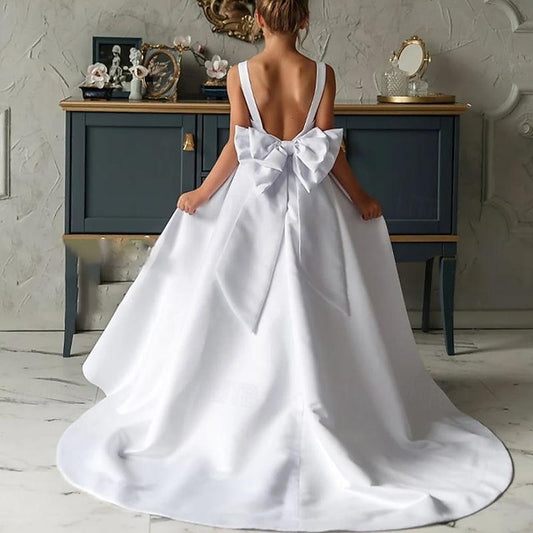 Girl Party Solid Kids Color Flower Girls' Dress