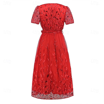 Sequin Dress Bride of A-Line Neck V the Elegant Mother