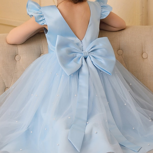 Girl Color Party Flower Kids Solid Girls' Dress