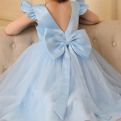 Girl Color Party Flower Kids Solid Girls' Dress