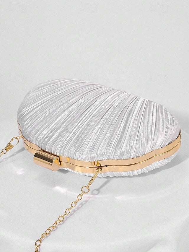 Pleated Satin Evening Women's Shell Purse Clutch