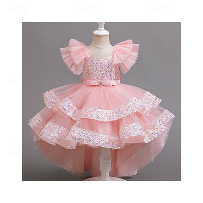 Party Sequin Girls' Sleeveless Dress Special Kids Wedding