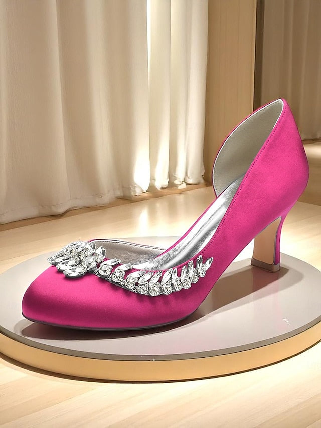 Kitten Round Women's Heels Heel Silver - Satin Low Toe